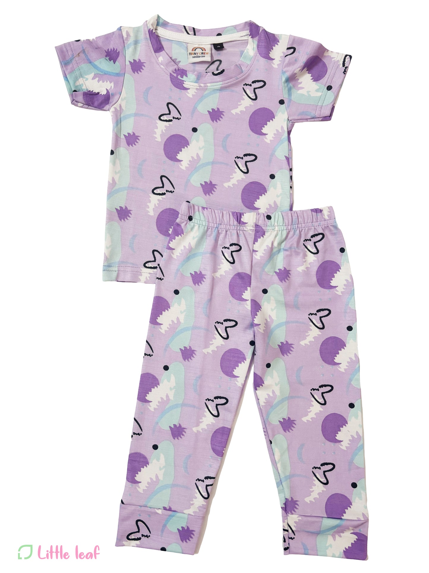 Violet Snow ball Fabric Night Suit