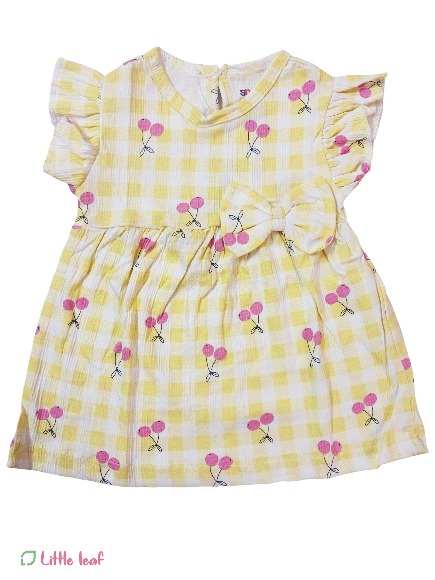 Yellow Checked Cherry Cotton Frocks