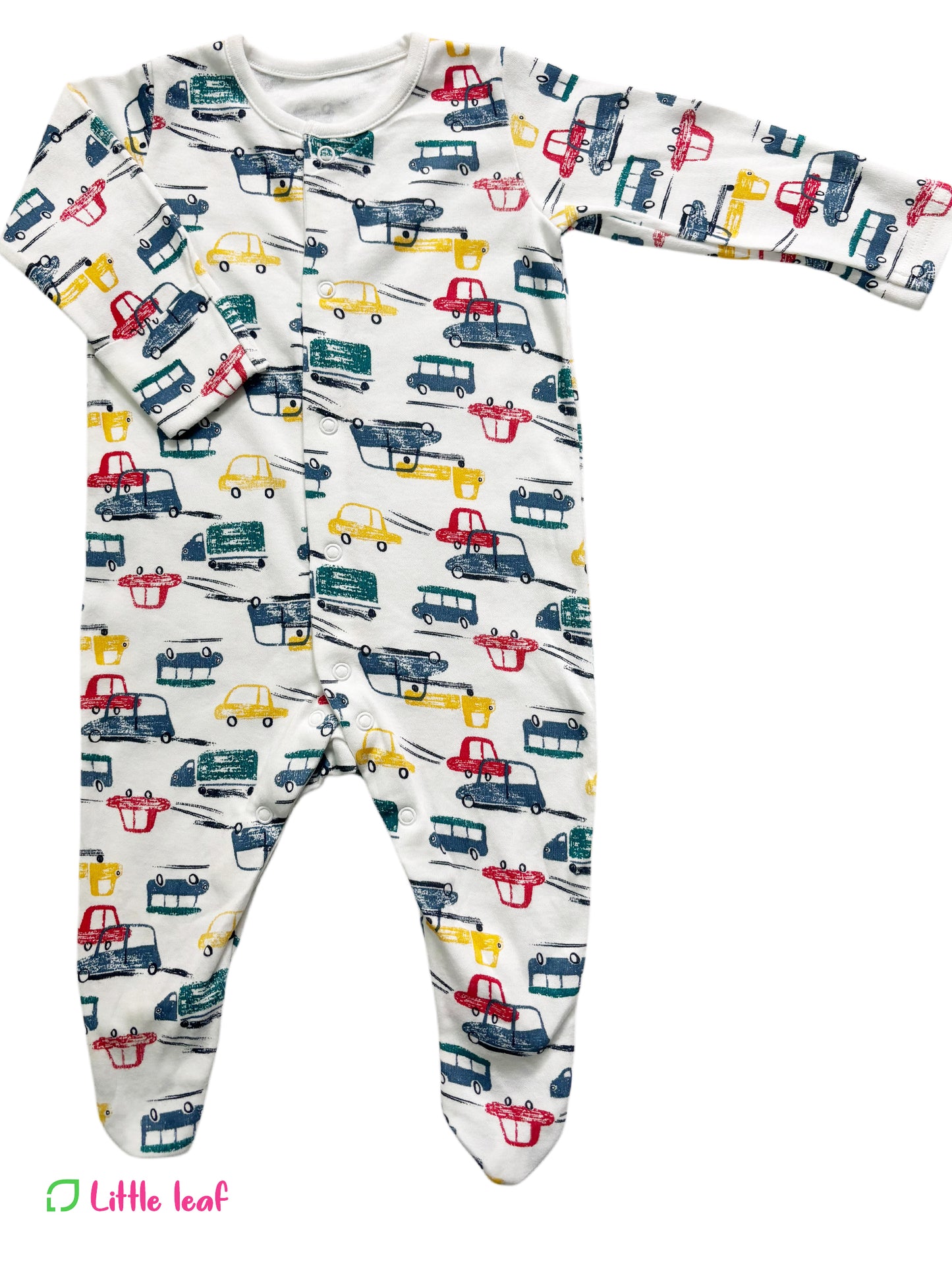 White Car Print Sleepsuit