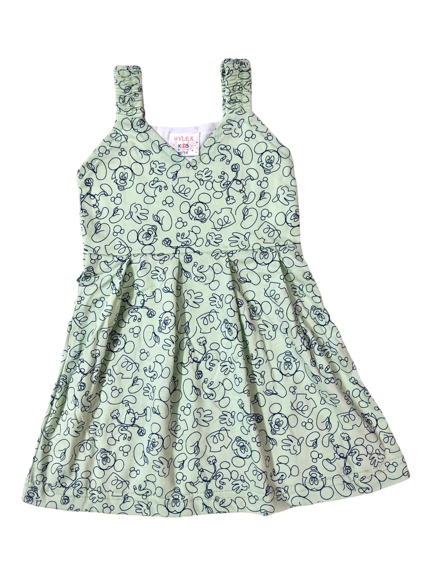 Cotton Belt Frocks - Green Micky outline