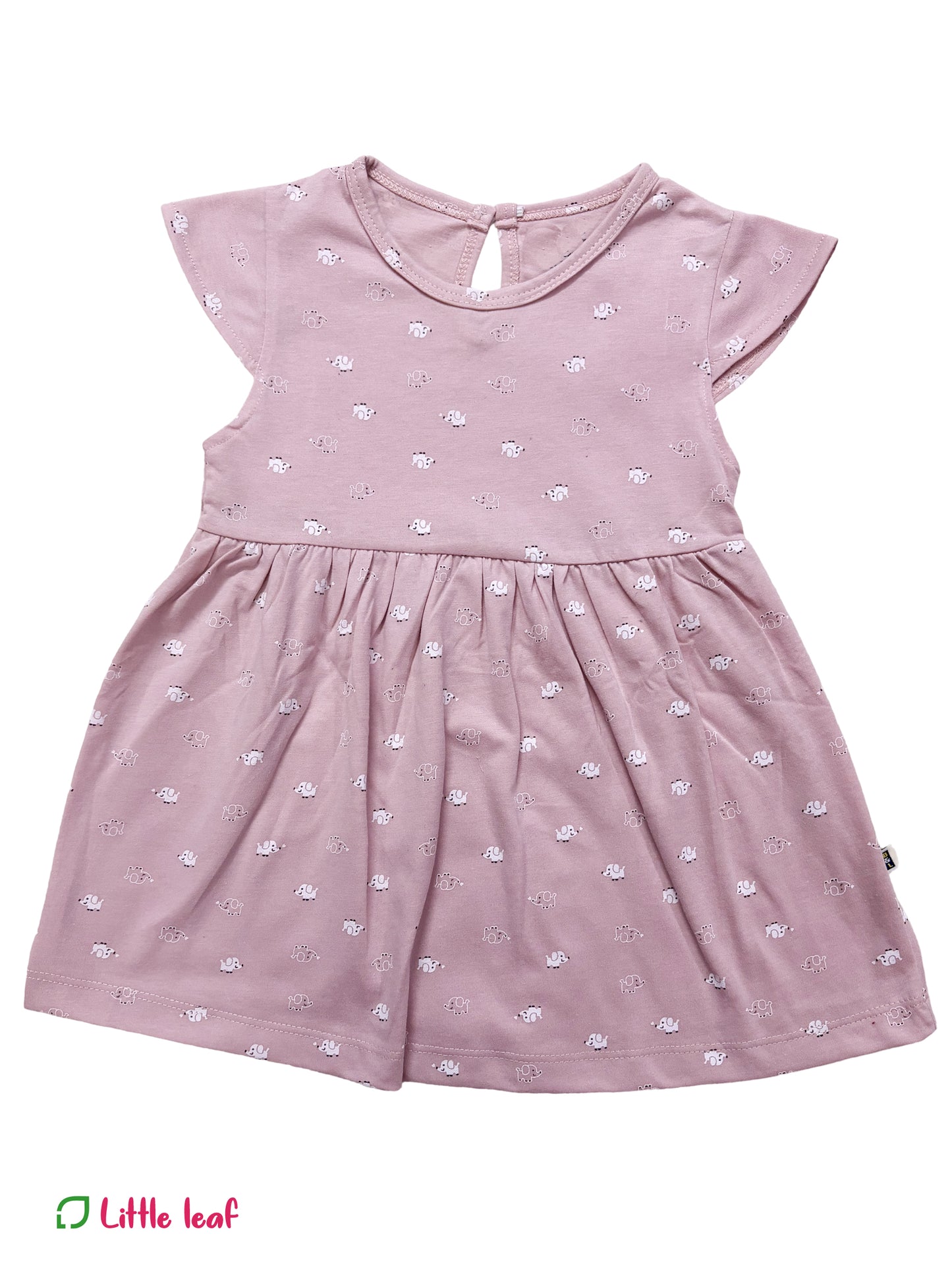 Cotton Soft Frock -Peach Elephant