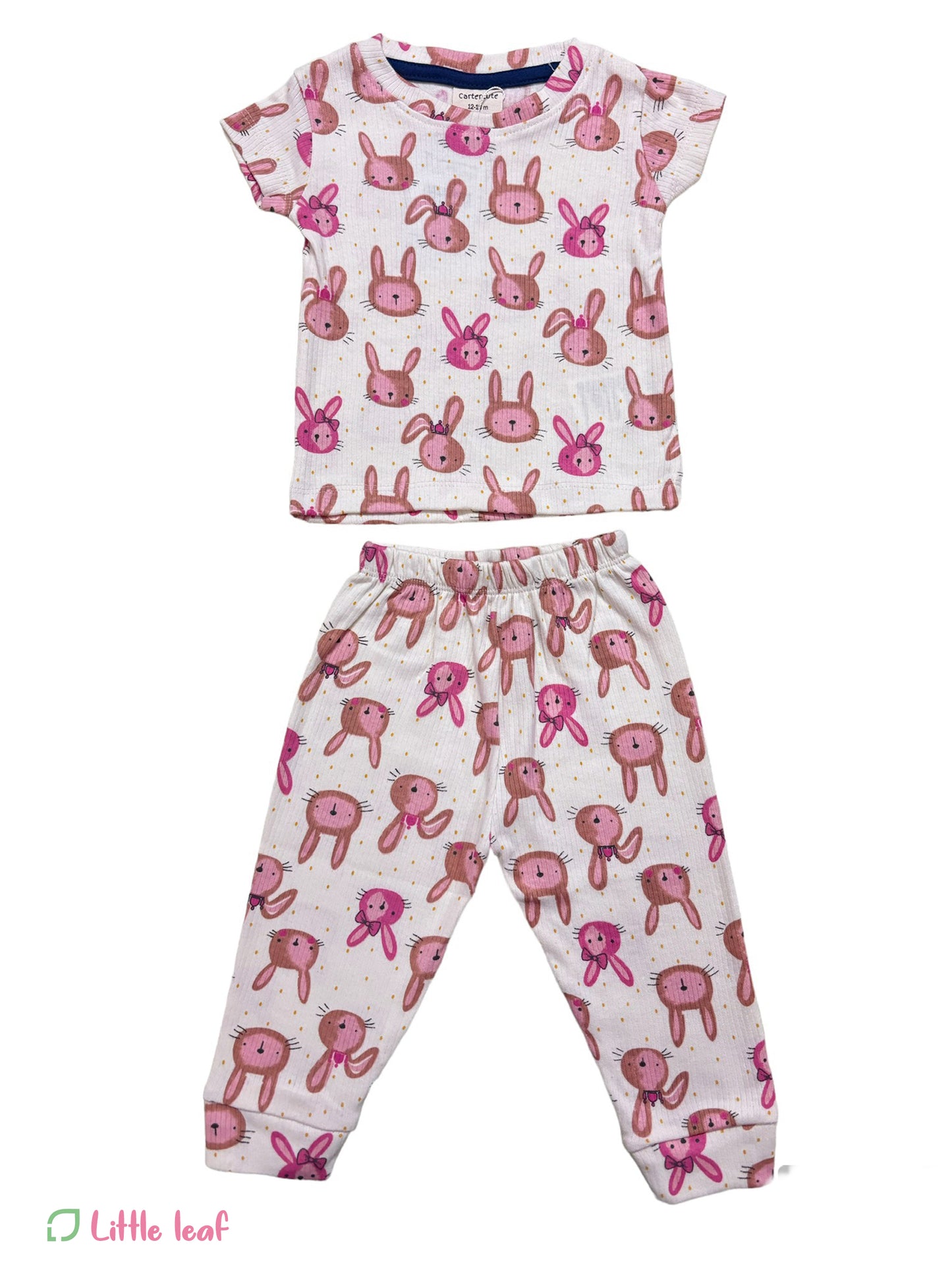 Half white Pink Rabbit Ribbed Pant Sets