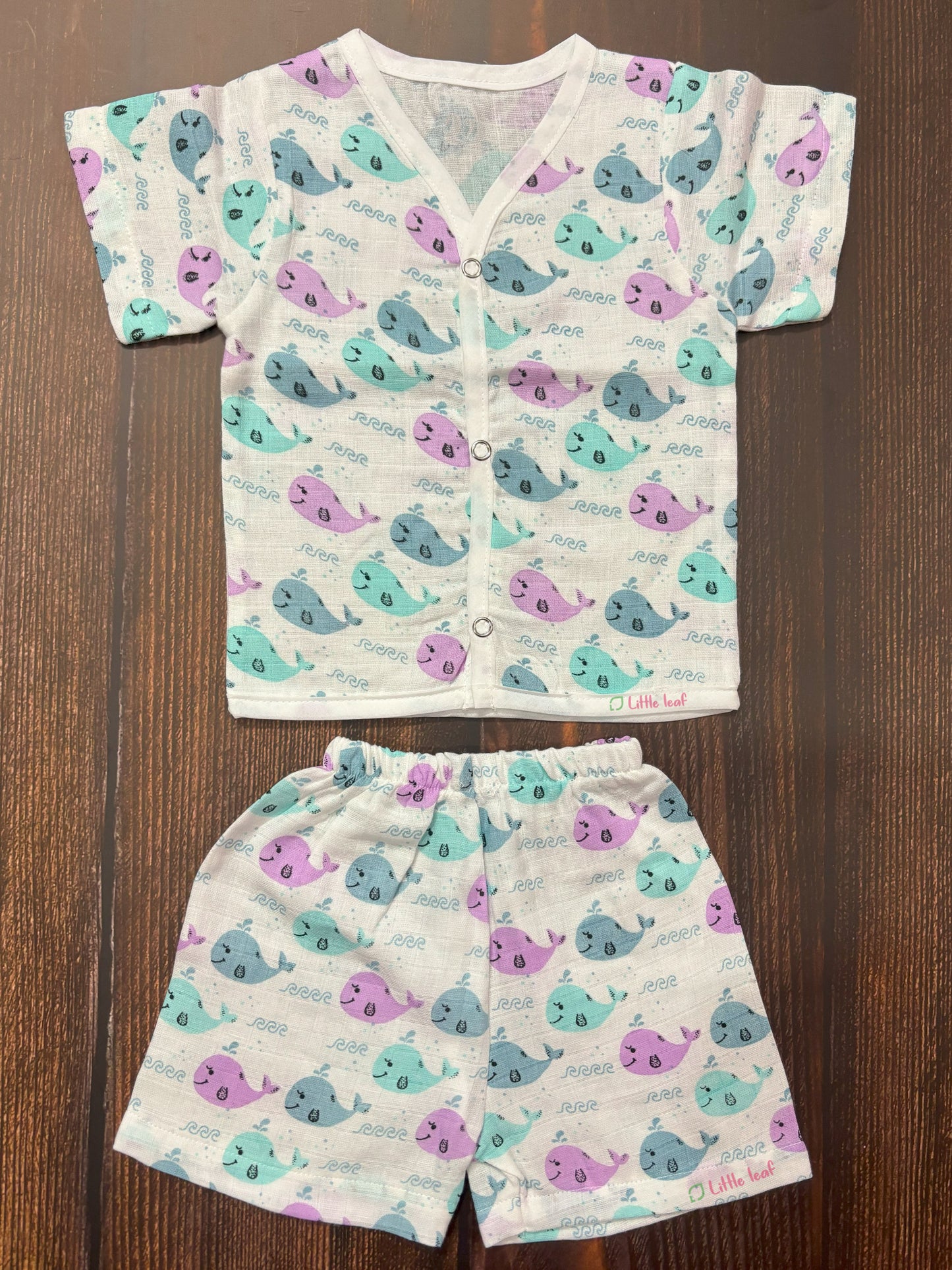 HS Muslin Jabla Shorts Set Violet Fish