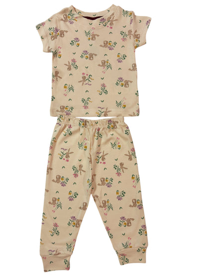 Unisex Cotton Night Suite - Peach floral