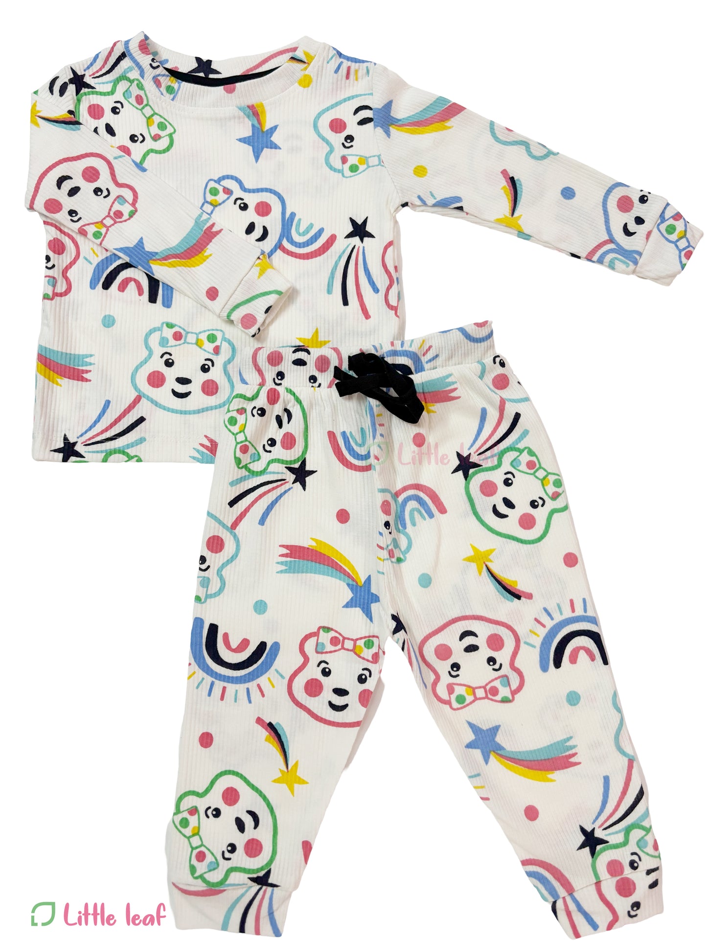 Ribbed Full Sleeve Sets white panda face