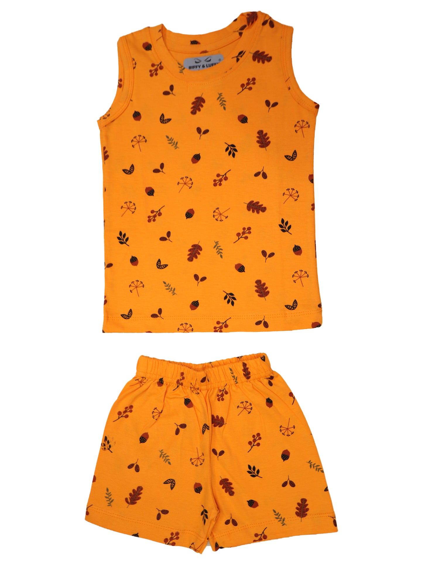 Yellow leaf sleeveless set