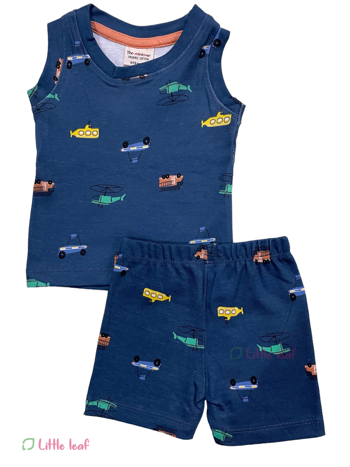 Navy blue vehicles cotton sleeveless set