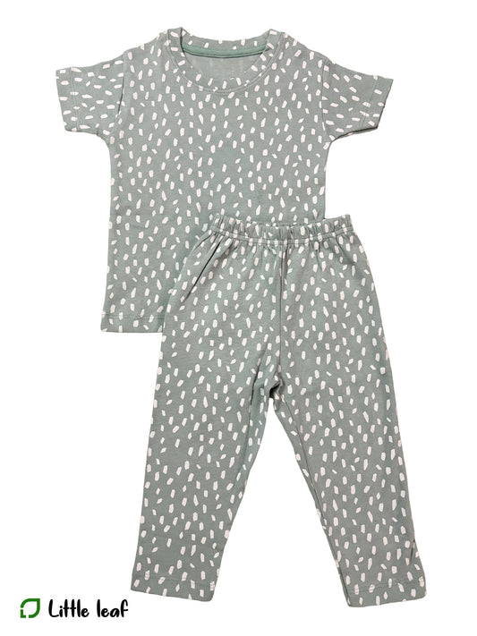 Boys Pant Sets- Cyan White Polka