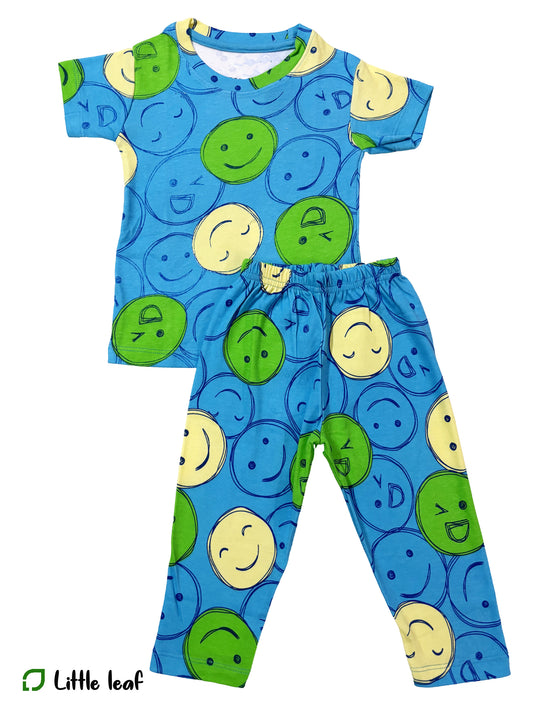 Boys Pant Sets- Blue Smiley