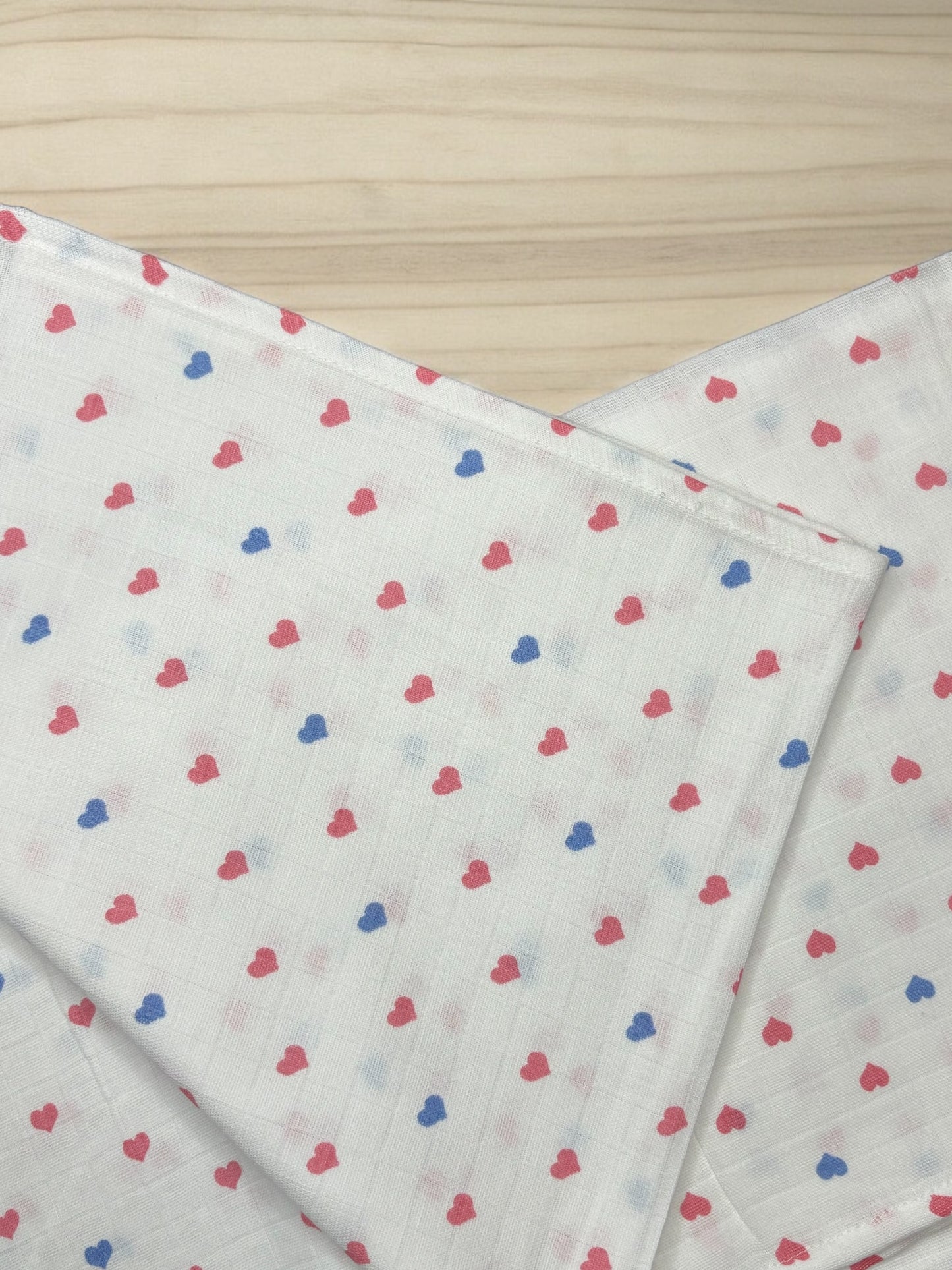 Muslin Swaddle Red Blue Heart