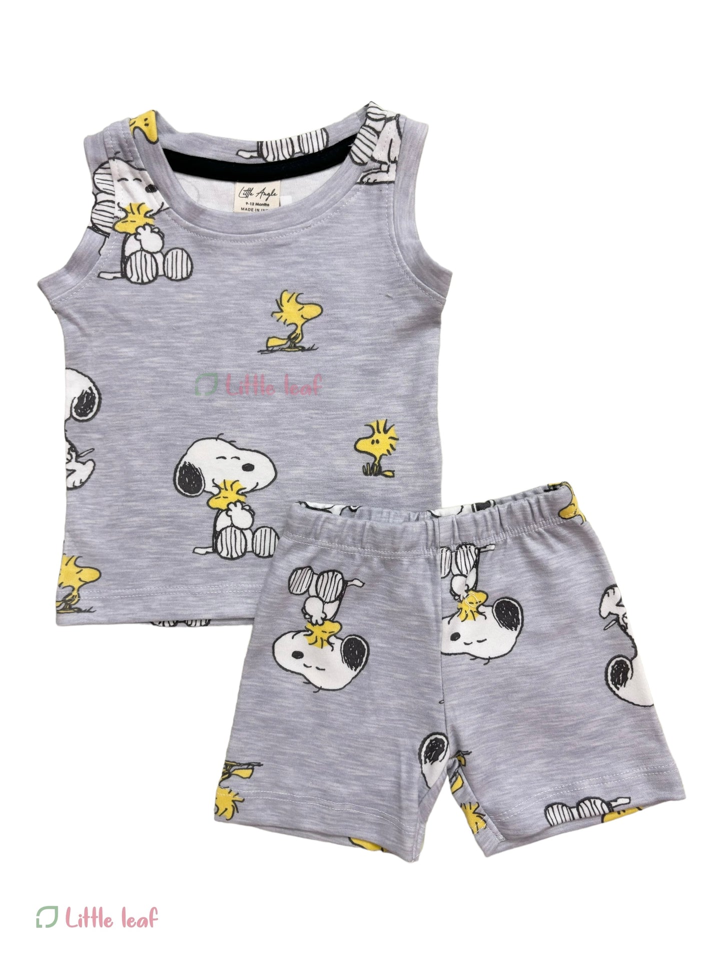 Cotton Sleeveless Set Gray Puppy