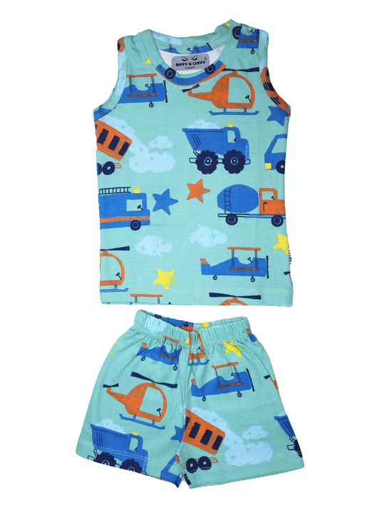 Sea green jcb sleeveless set