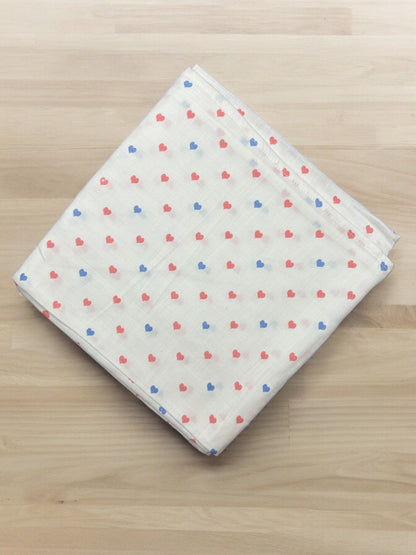 Muslin Swaddle Red Blue Heart