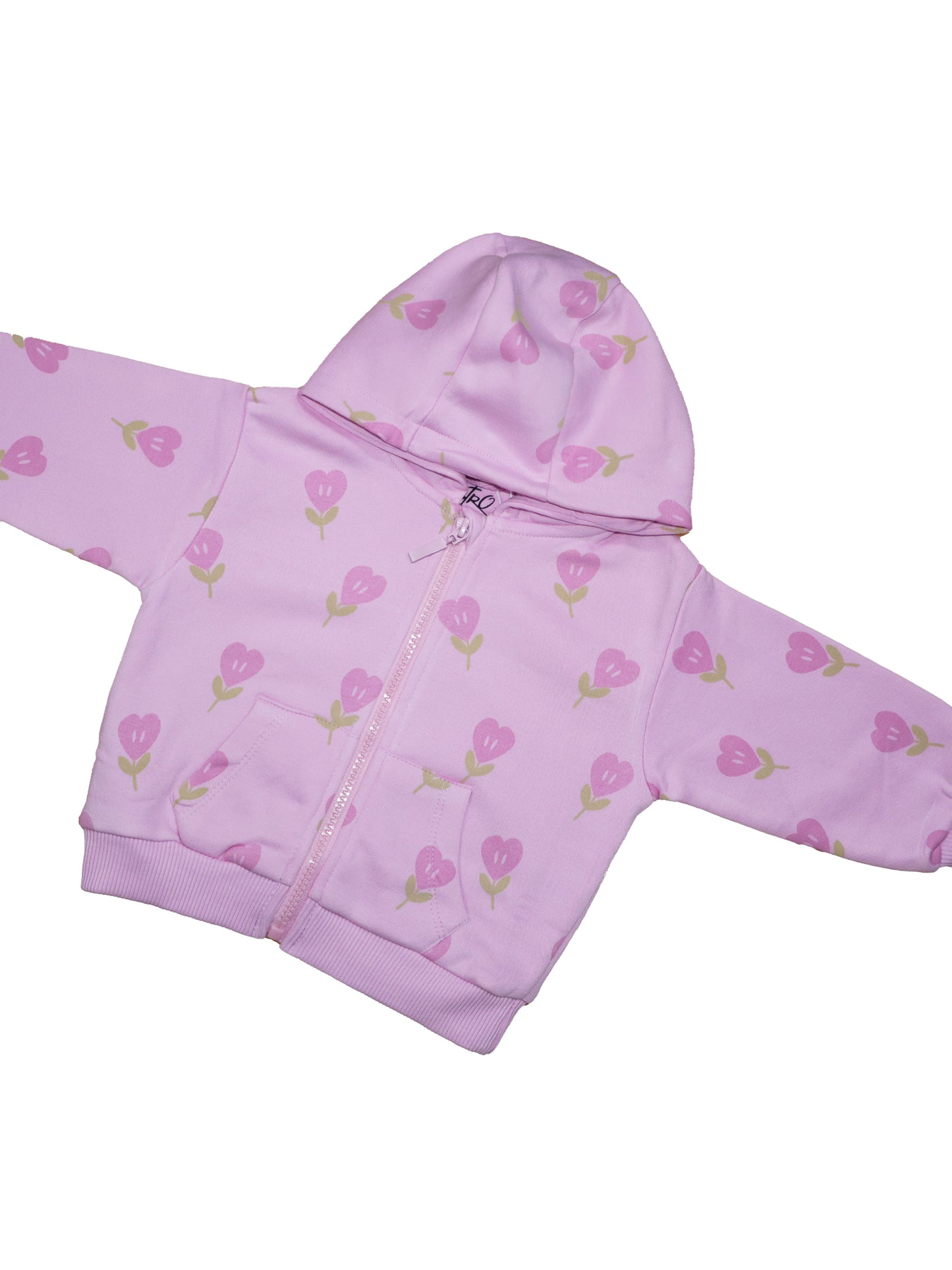 Soft Cotton Pink Flower Print Hoodie Unisex