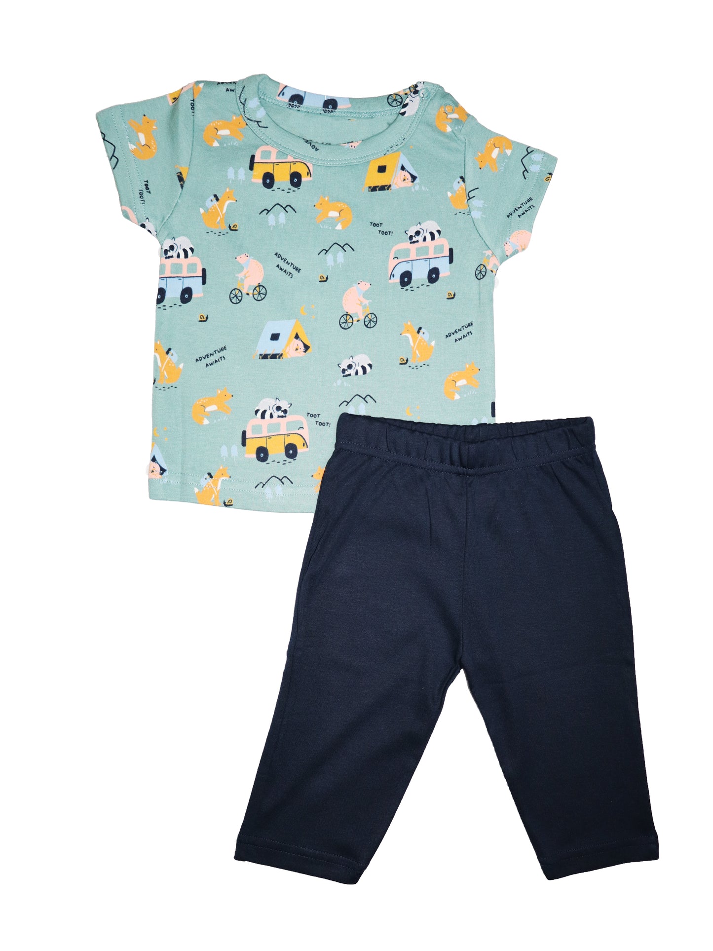 Blue Green Cat Bus Pant sets