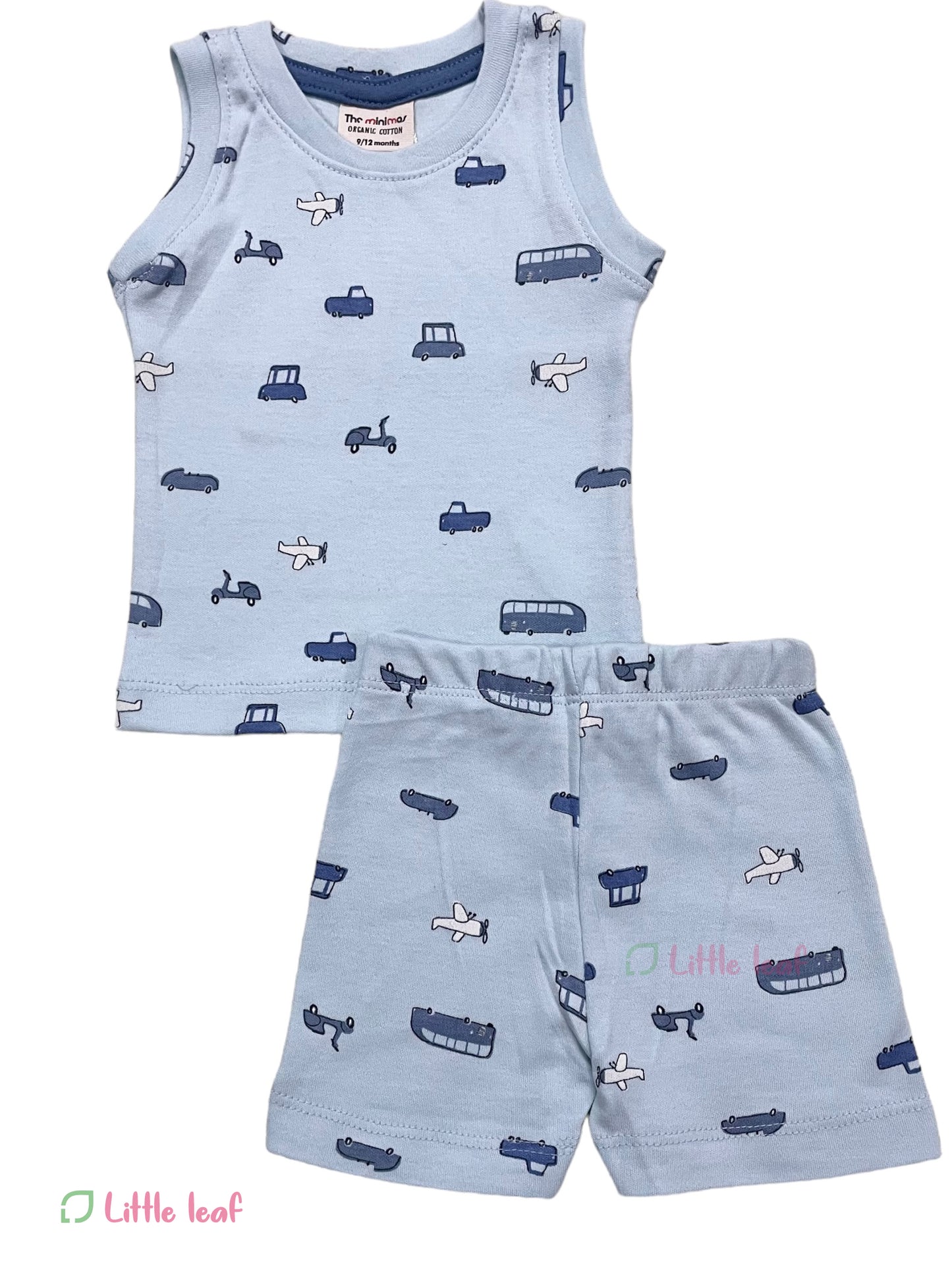 Dusty blue vehicles cotton sleeveless set