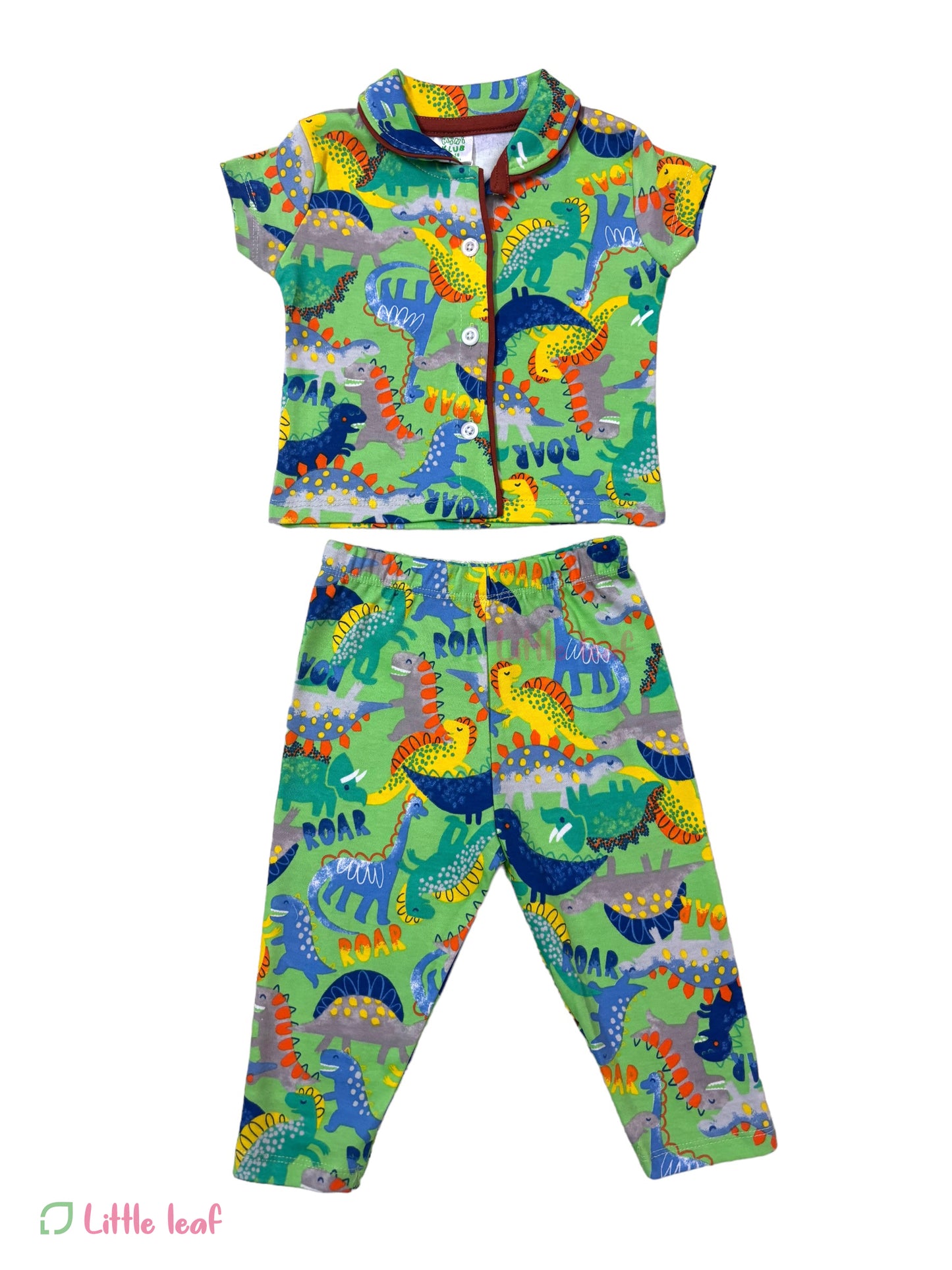 Green Dino Cotton Night Suite