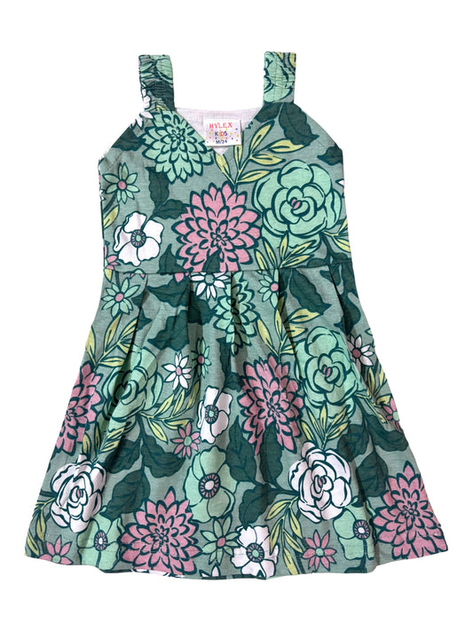 Cotton Belt Frocks - Green Big Floral