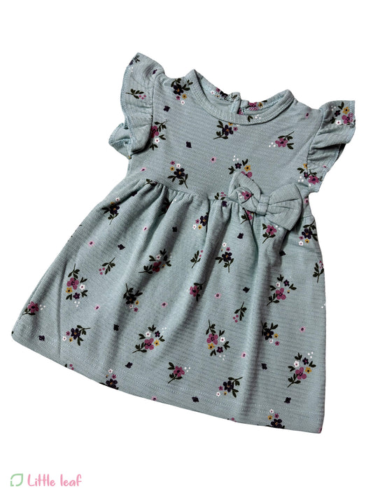 Dusty Green Flowers Cotton Frocks