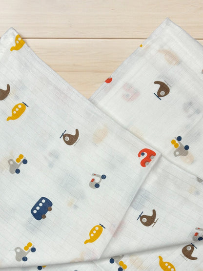 Muslin Swaddle Blue Bus