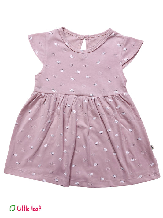 Cotton Soft  Frock -Peach Elephant