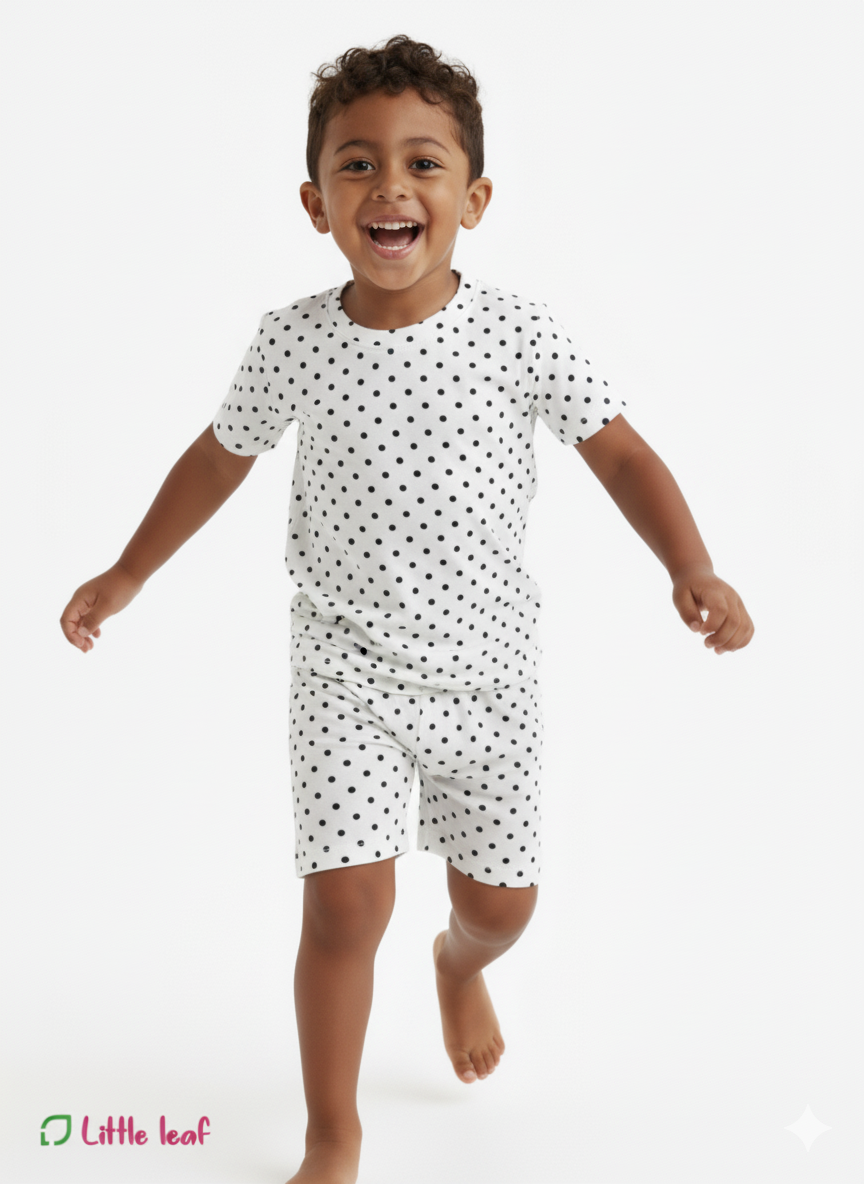 Interlock Half Sleeve Sets- White polka