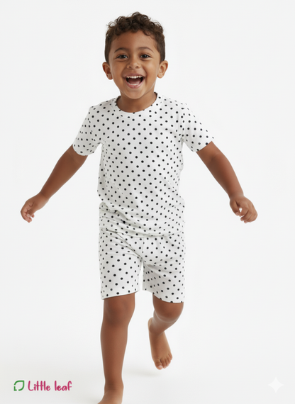 Interlock Half Sleeve Sets- White polka