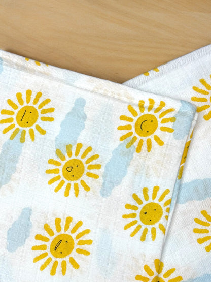 Muslin Swaddle Yellow Sun Blue Print