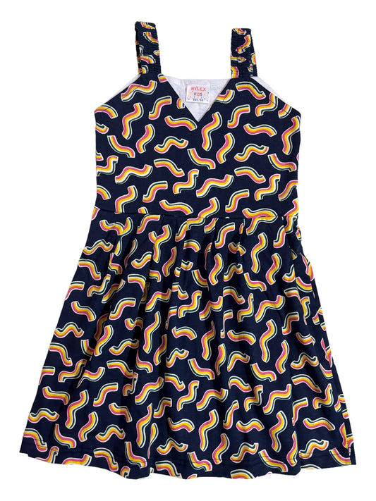 Cotton Belt Frocks - Navy Blue Rainbow