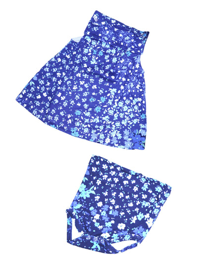 Dark Blue Floral Interlock Frocks with Inner