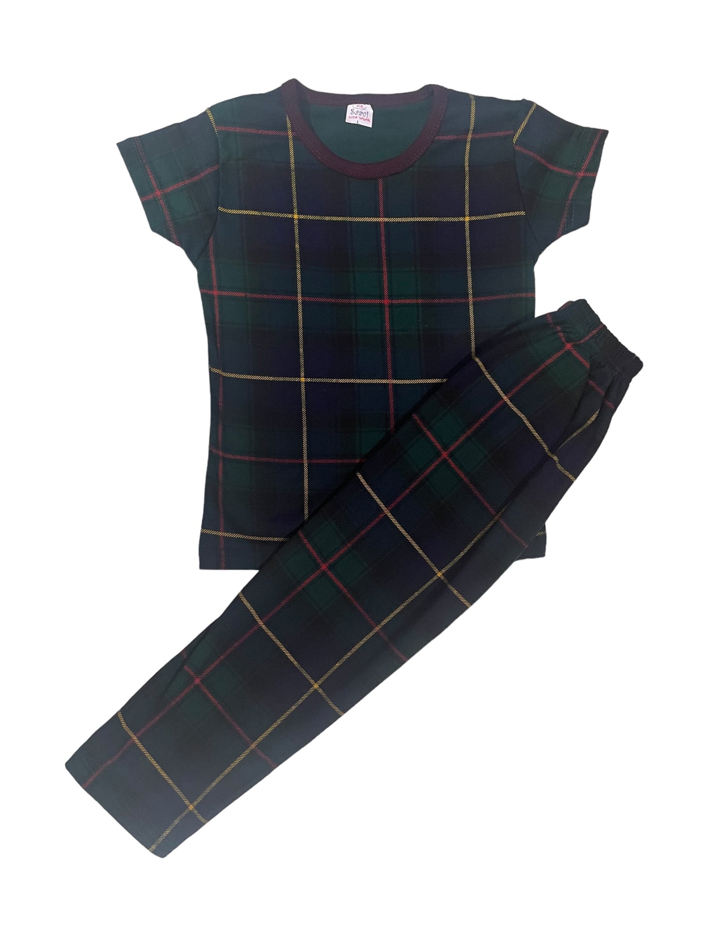 Green checked pant set