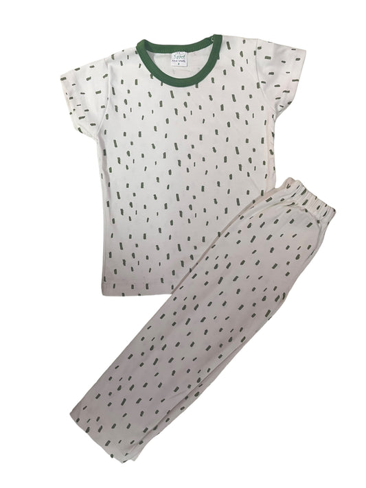 White green lines pant set