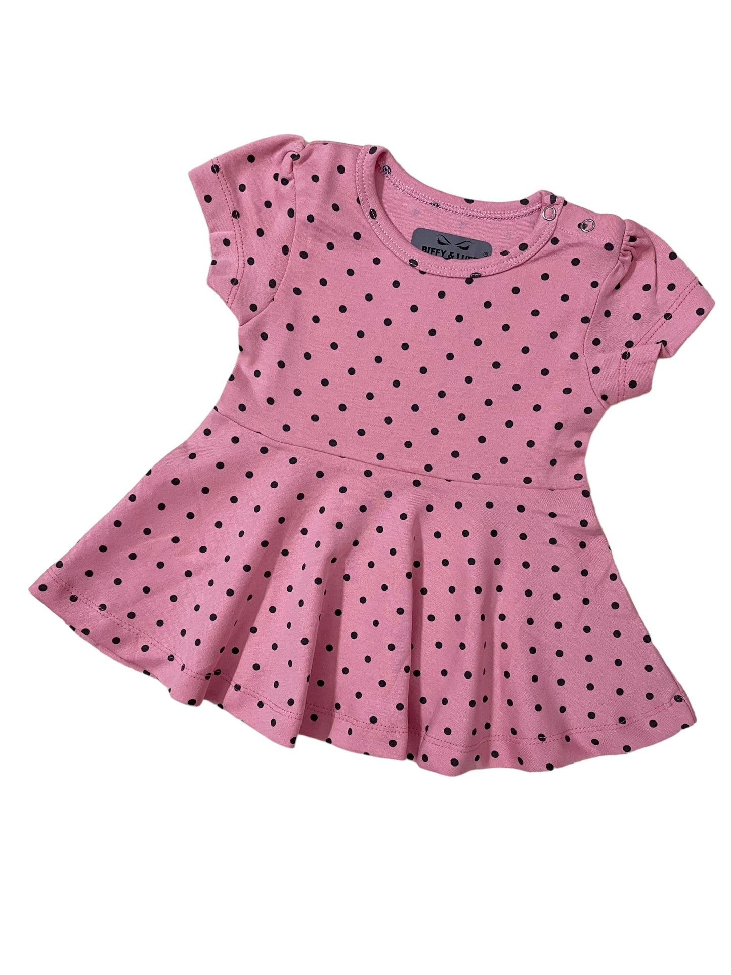 Dusty pink black polka frock