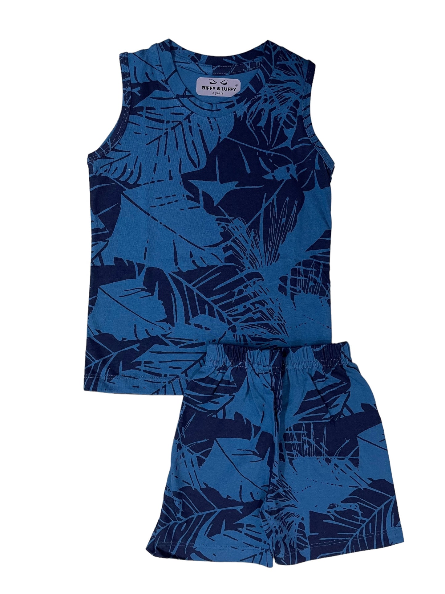 Blue leaf sleeveless set