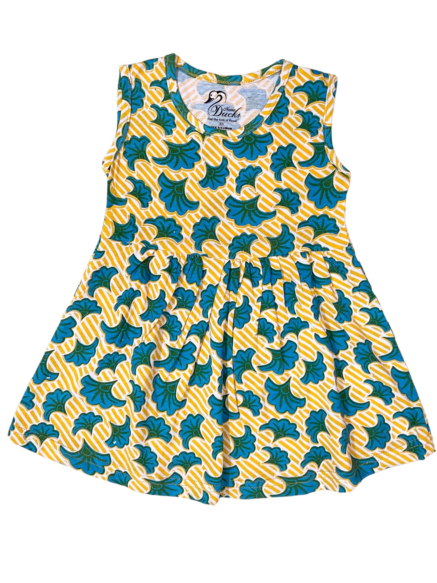 Yellow leaves sleeveless frock