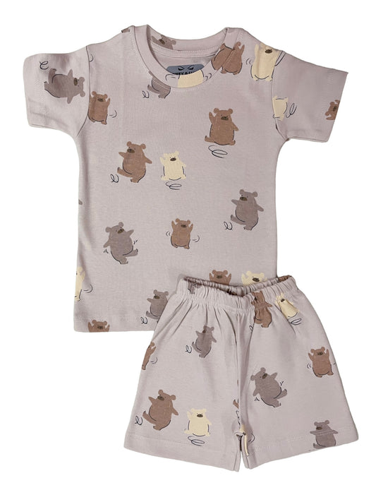 Beige bears shorts set