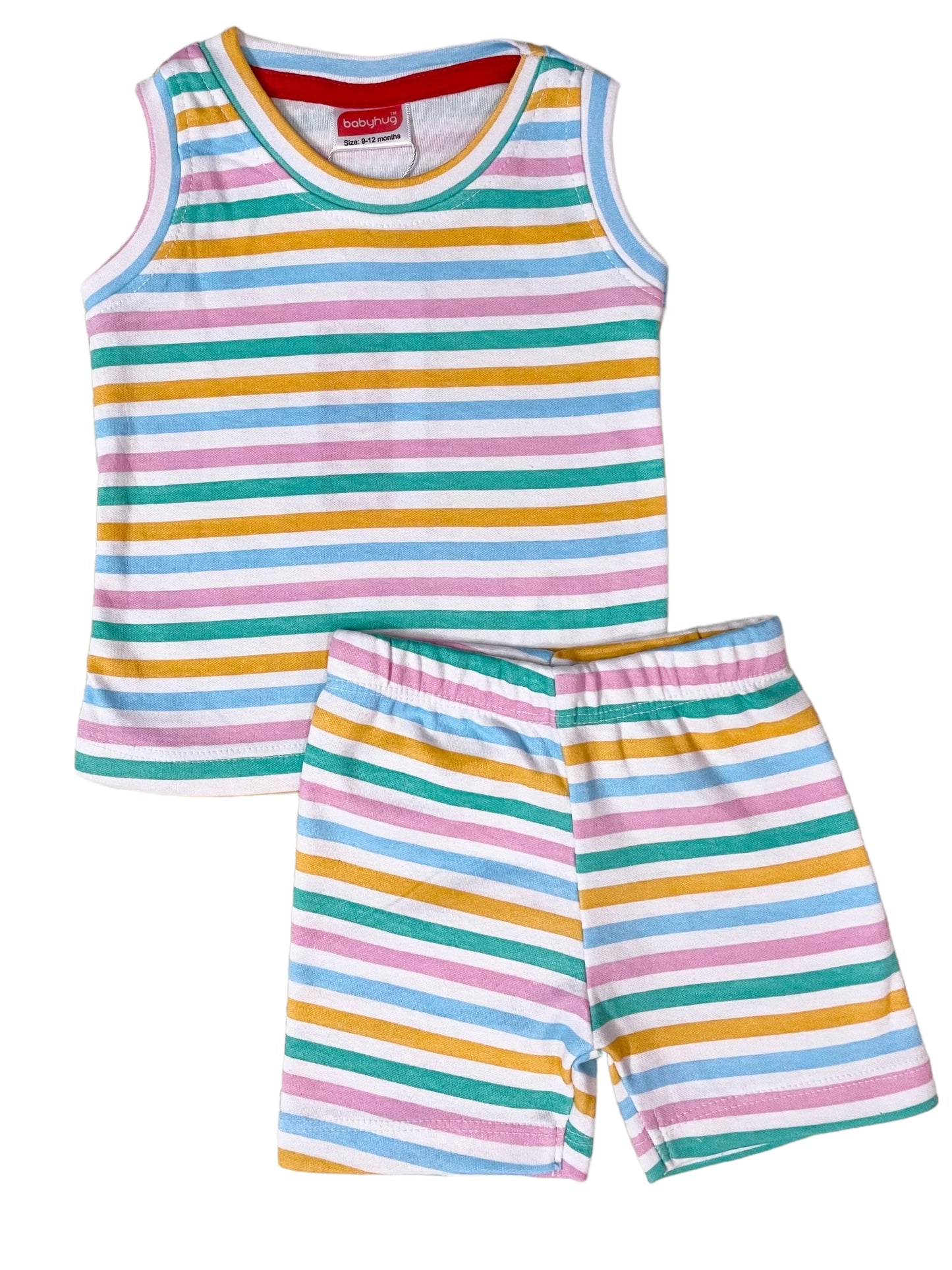 white rainbow stripes Cotton Sleeveless Set