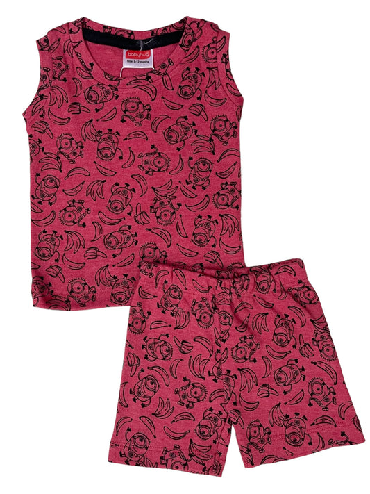 light red minions Cotton Sleeveless Set