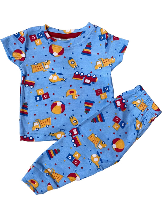 Blue vehicles ABC unisex Co-ord Set.