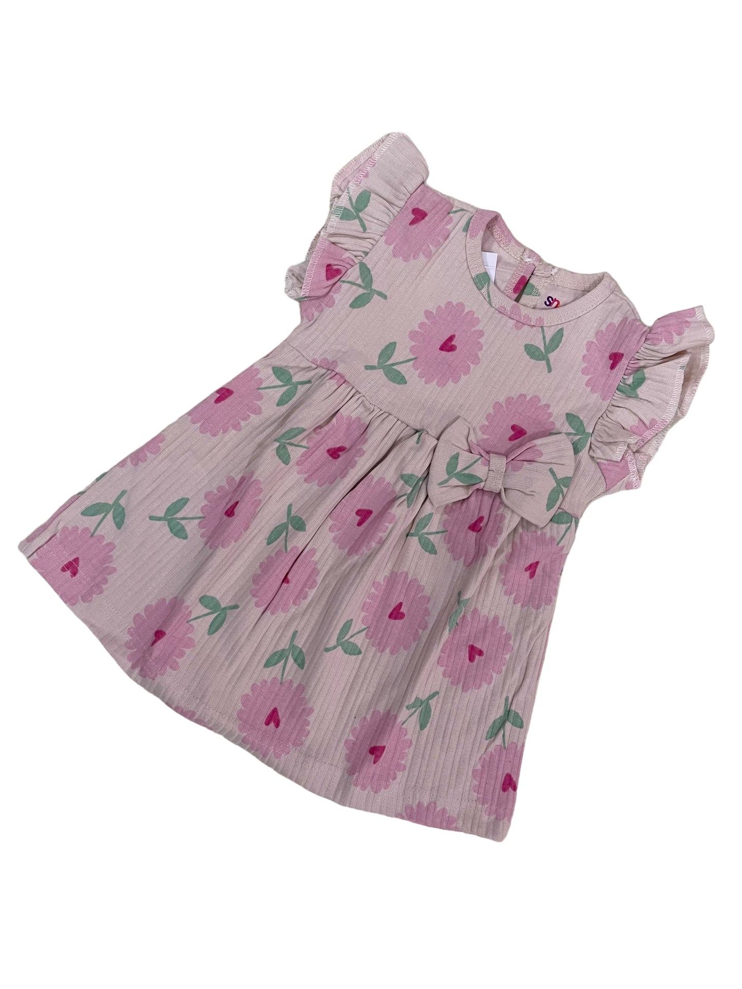 Dusty pink flower cotton frock