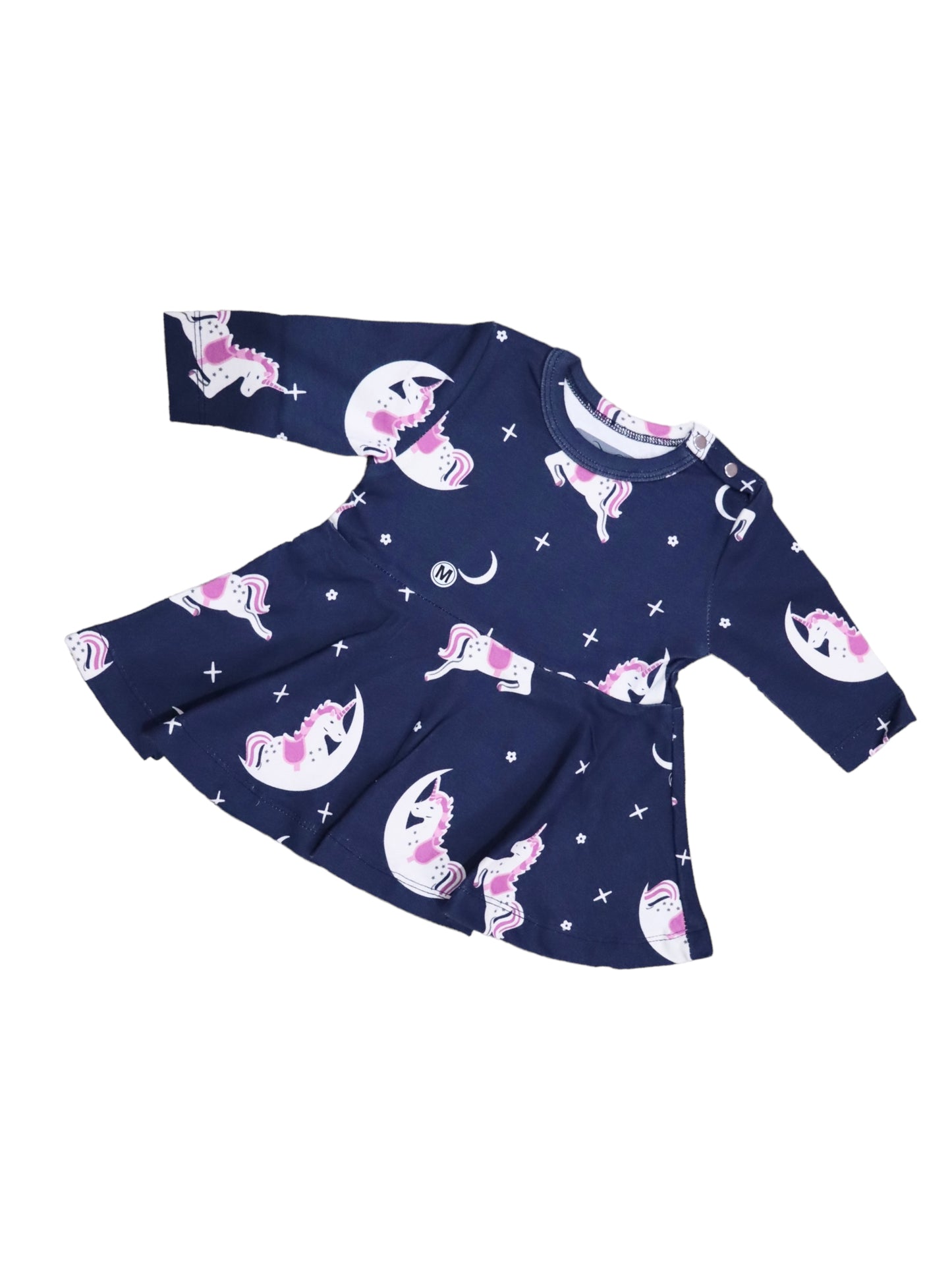 Navyblue Unicorn full sleeve frock