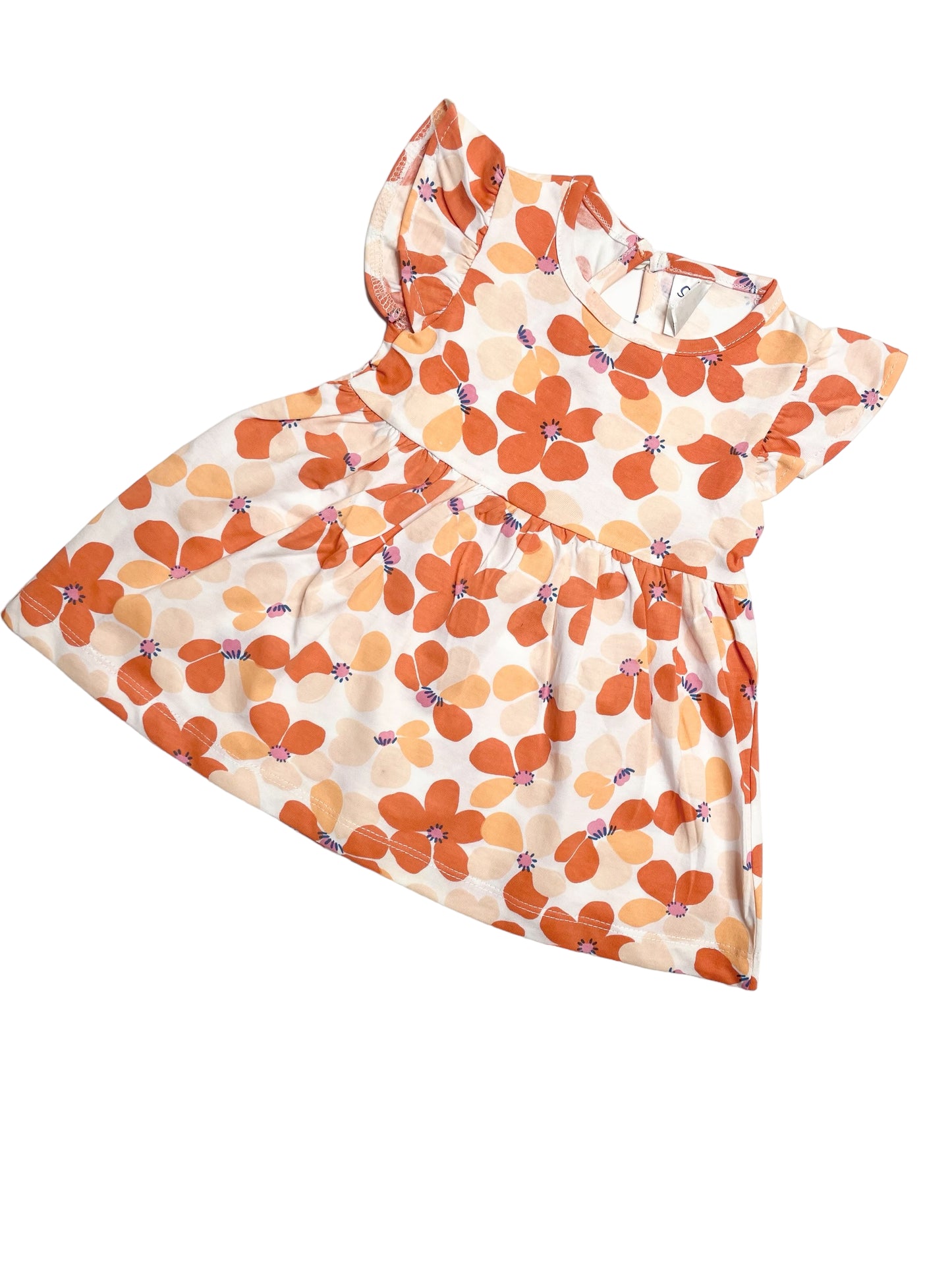 Half Sleeve Orange Floral Frocks Pack of 2