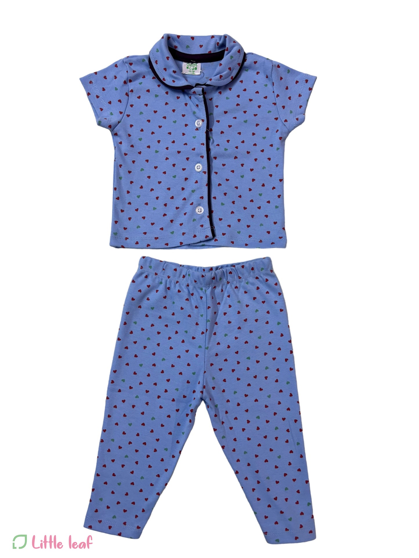 Blue Hearts Cotton Night Suite