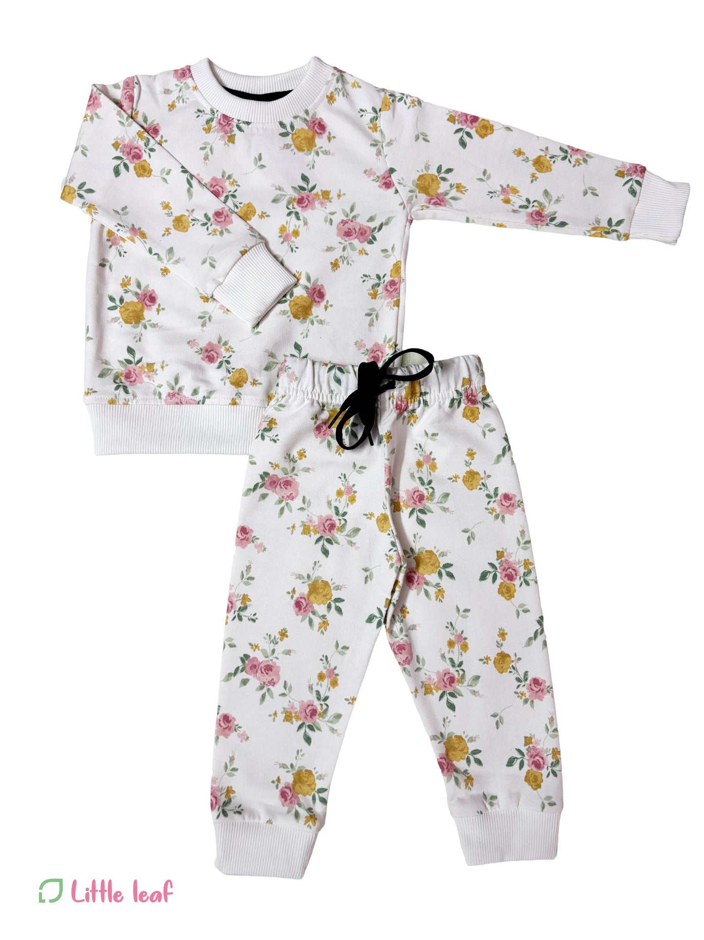 Cotton Jogger Set - White floral