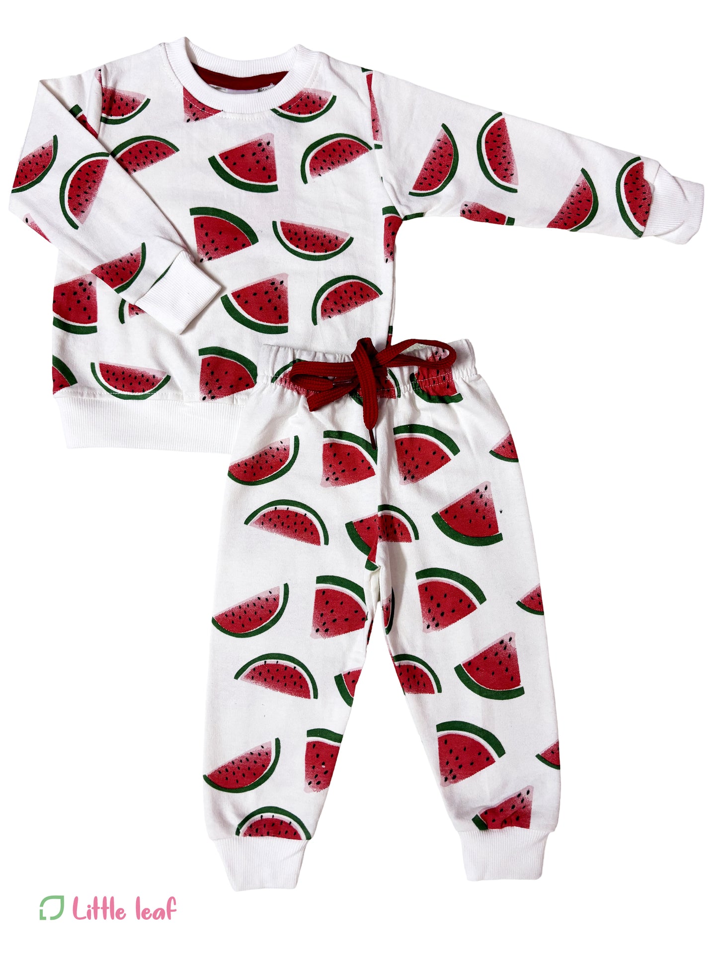 Cotton Jogger Set - White watermelon