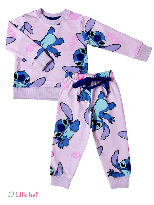 Cotton Jogger Set - Lavender Cartoon