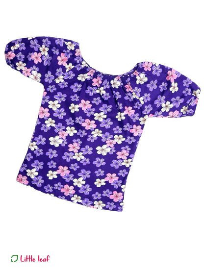 Girls Moon Top - Violet Floral