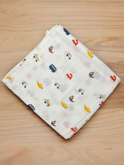 Muslin Swaddle Blue Bus