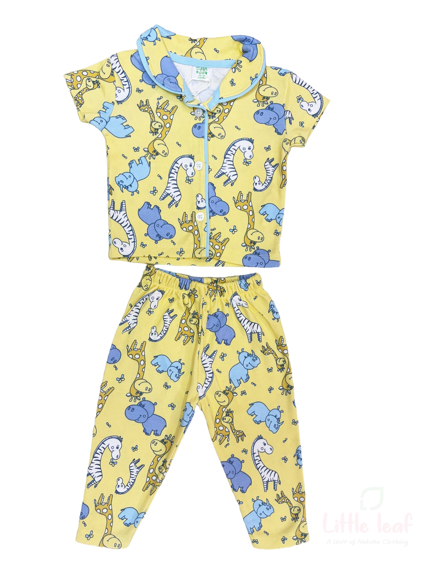 Yellow Animal Unisex Cotton Night Suite