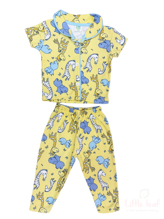 Yellow Animal Unisex Cotton Night Suite